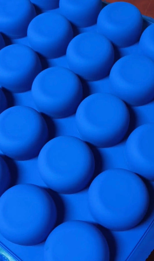 BLUE ROUNDED PUCK SILICONE SOAP MOLD 