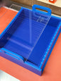 Blue High Density Plastic Soap Mold with an acrylic lid on an table
